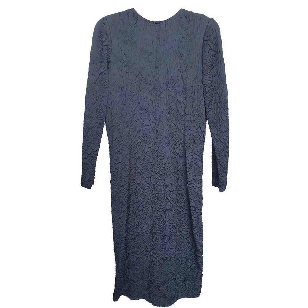 Krizia Black Textured Long Sleeve Midi Dress Size EU 42 US MED Made in Italy